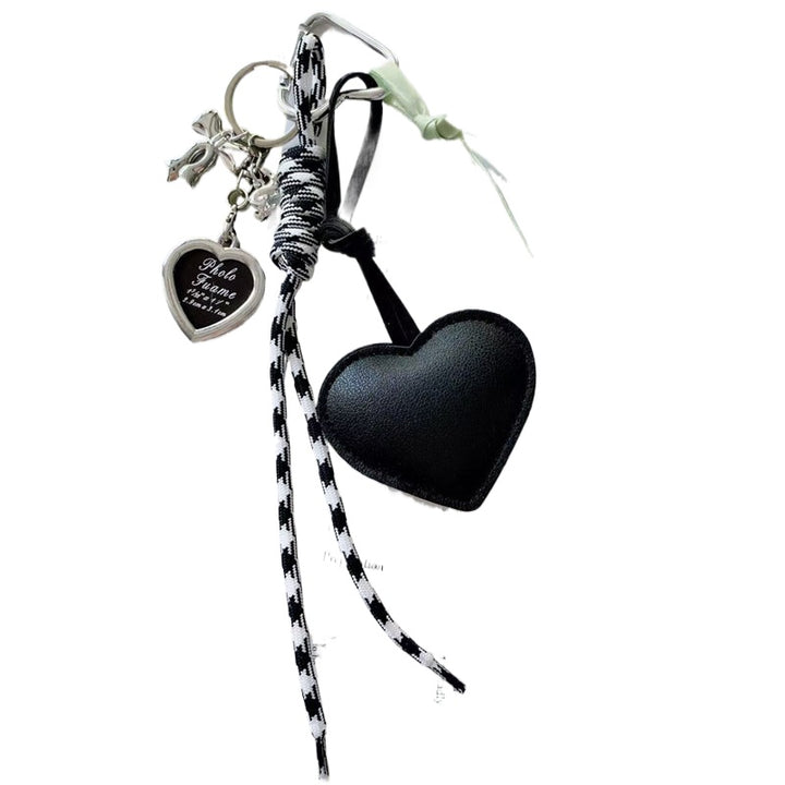 Leather Tulip Heart Bag Charm – Braided Rope Keychain