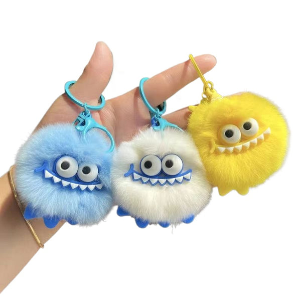 Plush Dinosaur Monster Keychain – Cute Fluffy Bag Charm