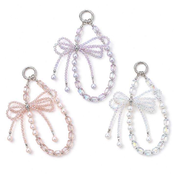 Crystal Bow Wristlet Keychain – Beaded Phone & Bag Charm