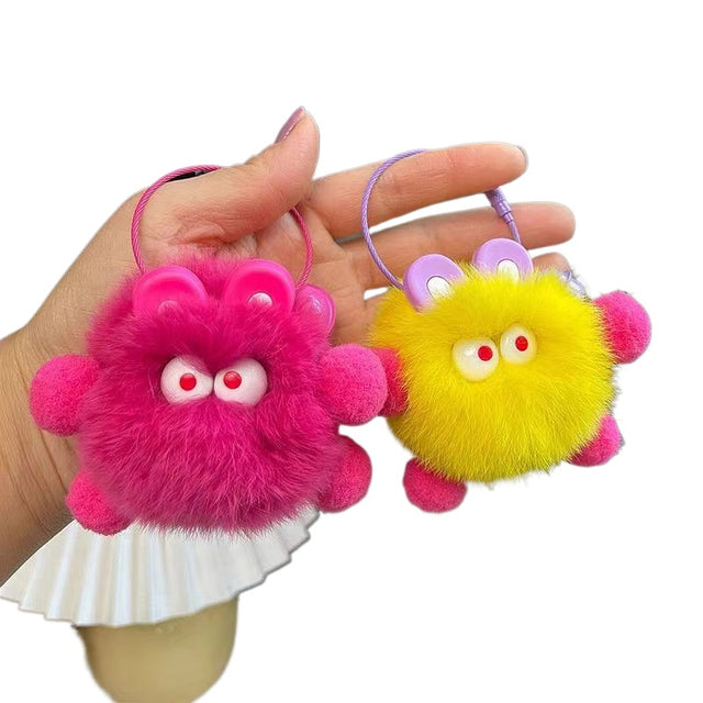 Neon Pom Pom Elf Keychain – Colorful Plush Bag Charm