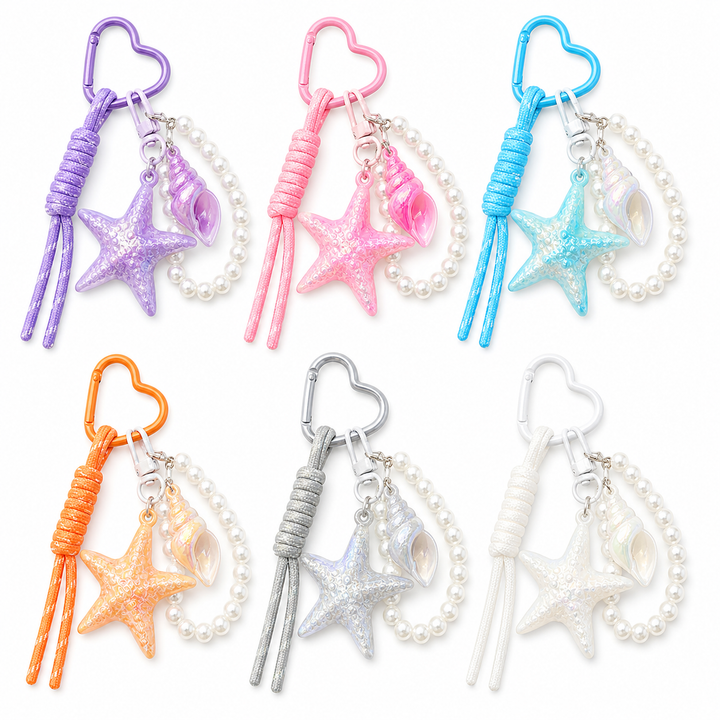Acrylic Starfish & Conch Keychain – Ocean Bag Charm