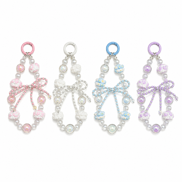 Acrylic Cake Bow Phone Charm – Beaded Keychain & Bag Pendant
