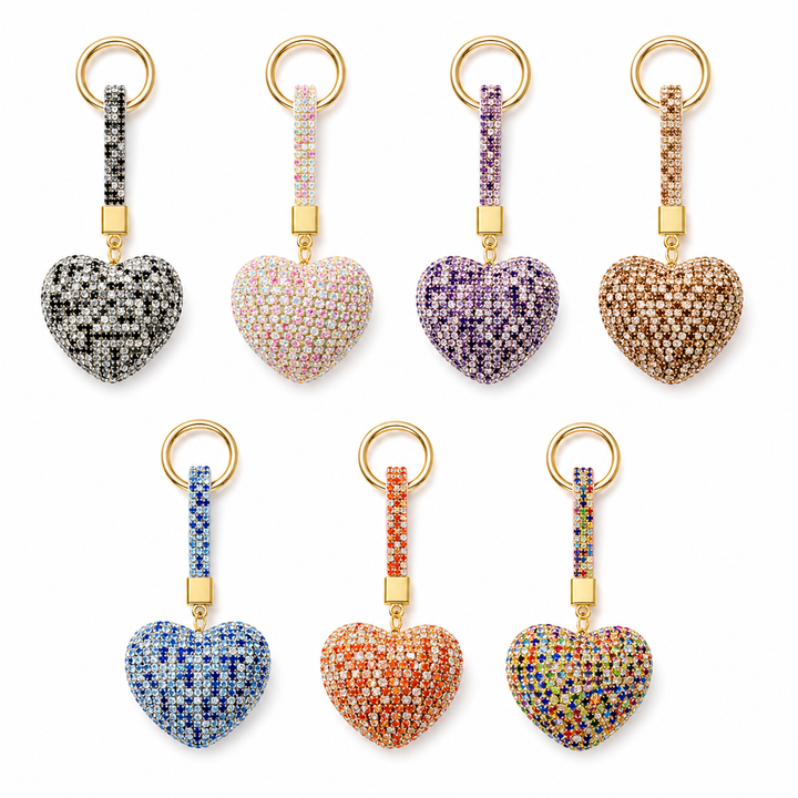 Rhinestone Heart Keychain with Tassel – Cute Purse Charm