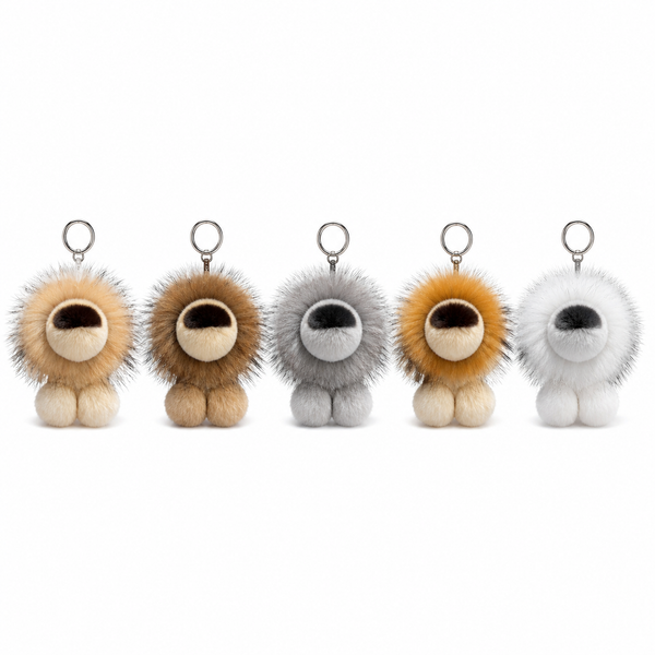 Plush Lion Bag Charm Keychain – Soft Backpack Pendant