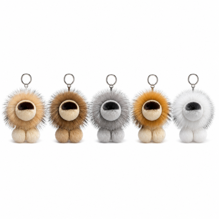 Plush Lion Bag Charm Keychain – Soft Backpack Pendant