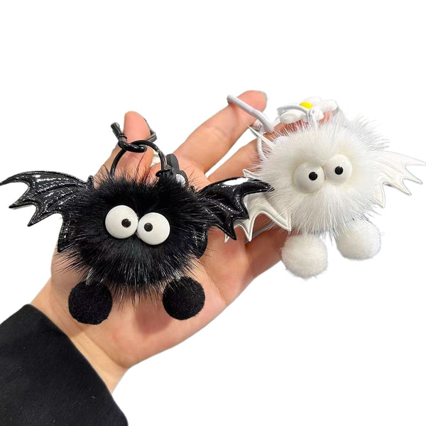 Halloween Bat Devil Keychain – Fluffy Plush Bag Charm