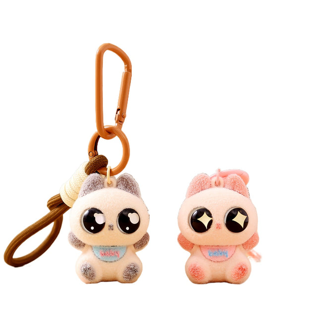Big-Eyed Siamese Cat Keychain – Flocked Backpack Charm