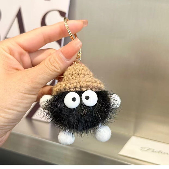 Fluffy Pom Pom Bag Charm Keychain – Cute Plush Backpack Pendant