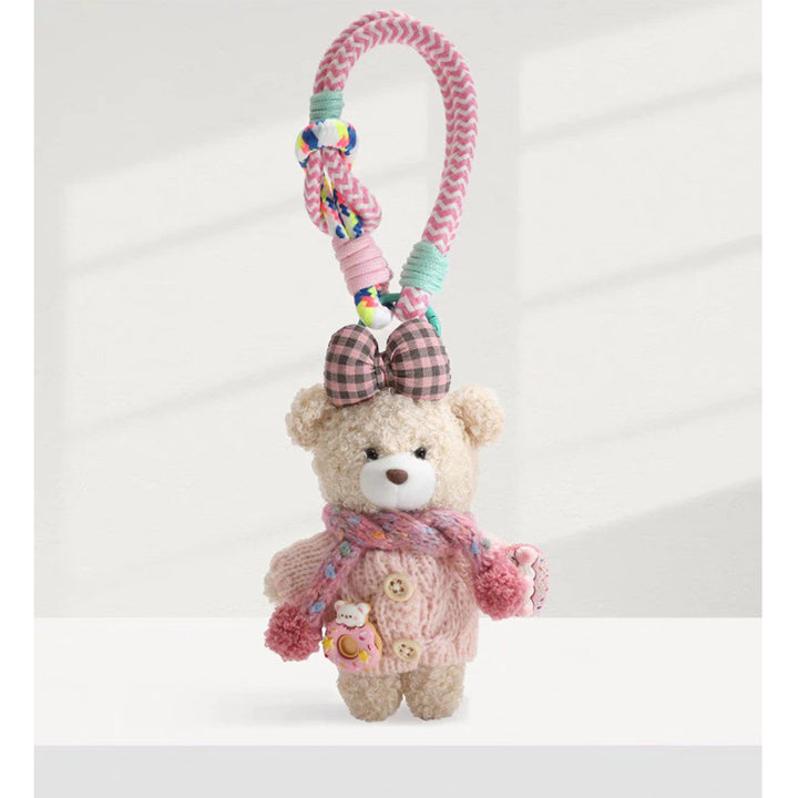Cute Bear Plush Bag Charm – Soft Backpack Keychain Gift