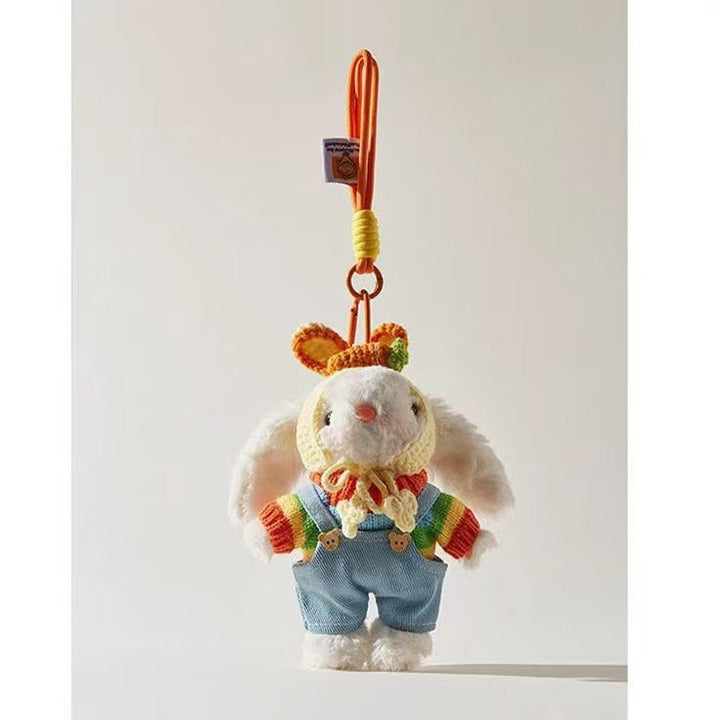 Plush Lop-Eared Bunny Bag Charm – Cute Carrot Rabbit Keychain