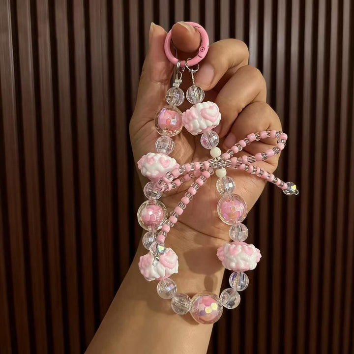 Acrylic Cake Bow Phone Charm – Beaded Keychain & Bag Pendant