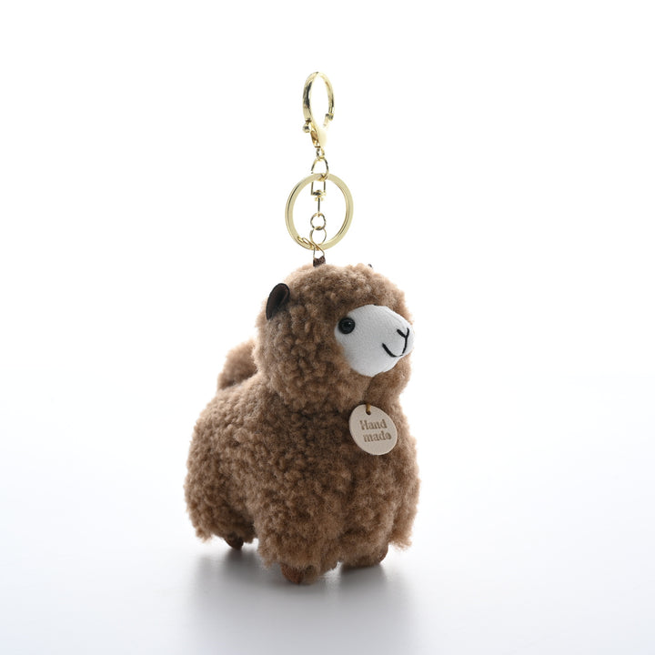 Fluffy Alpaca Bag Charm – Soft Plush Keychain