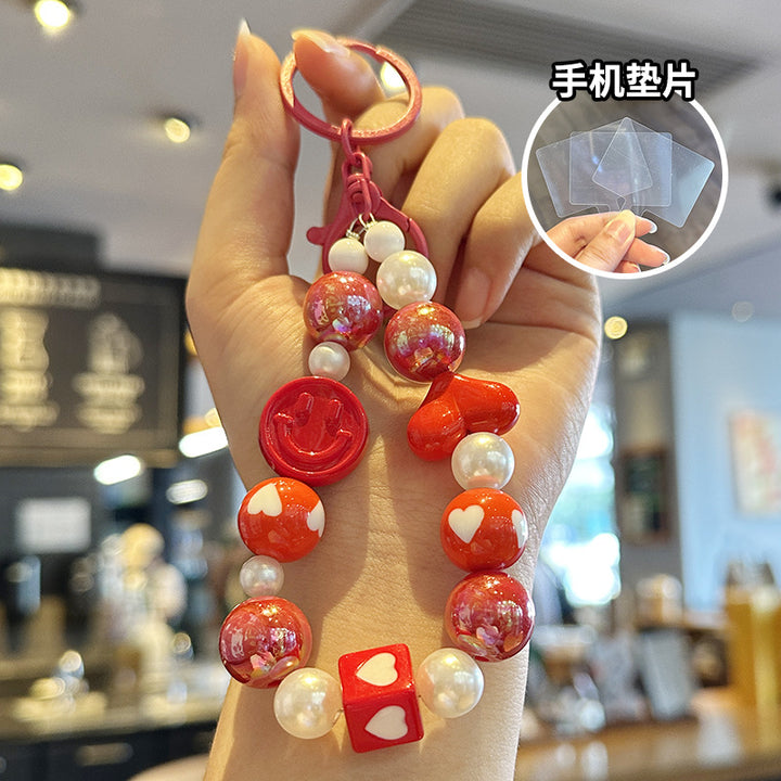 Smiley Heart Beaded Keychain – Phone, Bag & Backpack Charm