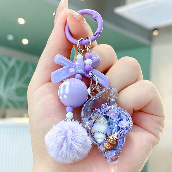 Mini Shell Quicksand Keychain – Cute Ocean Backpack Charm
