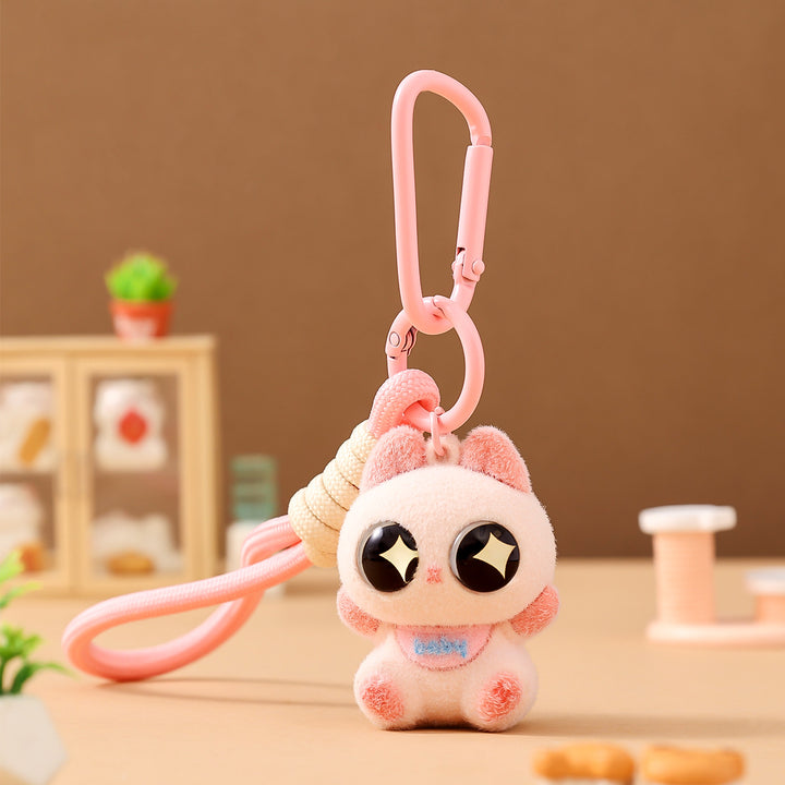 Big-Eyed Siamese Cat Keychain – Flocked Backpack Charm