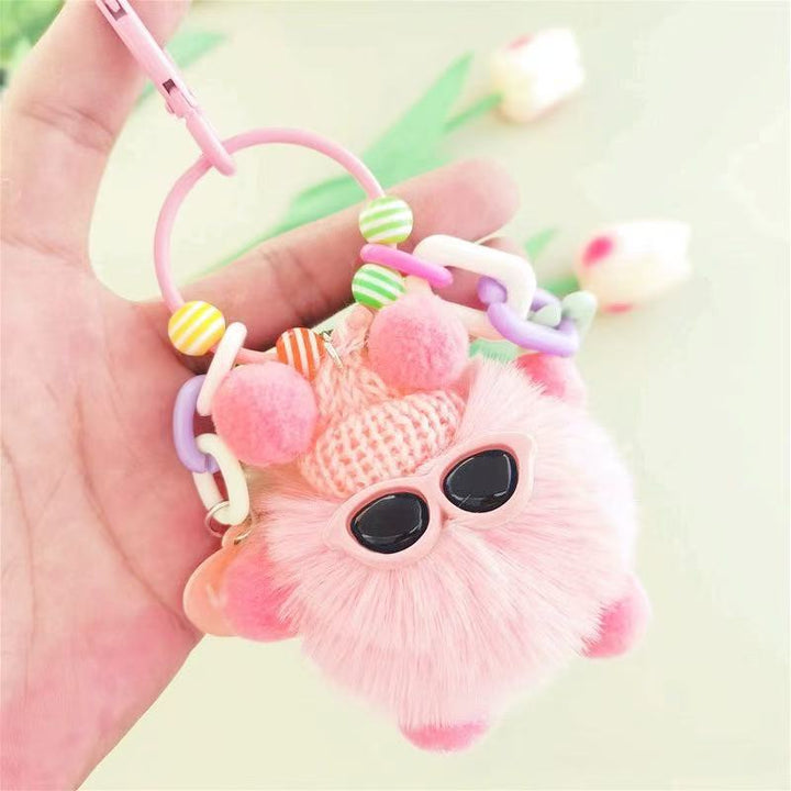 Star Pom Pom Bag Charm – Handmade Fluffy Keychain