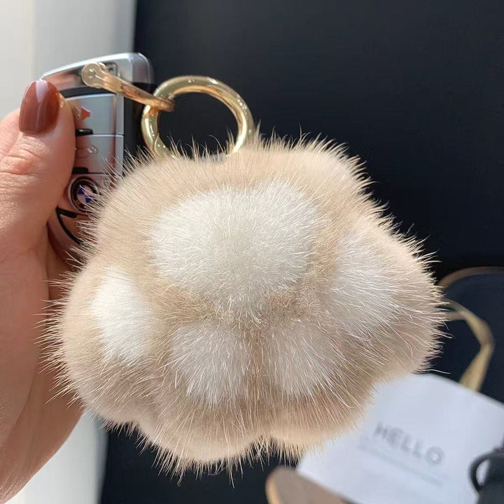 Plush Cat Paw Keychain – Soft Kawaii Bag Charm