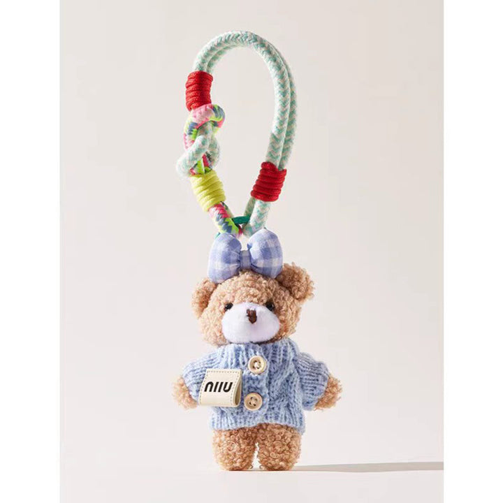 Sweater Bear Bag Charm – Cute Plush Keychain with Wrist Strap