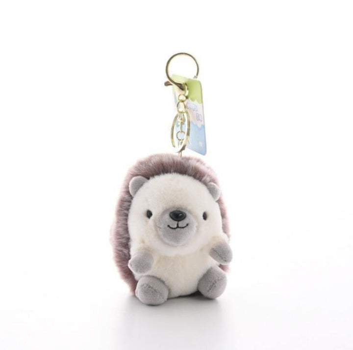 Plush Hedgehog Keychain – Realistic Animal Backpack Charm