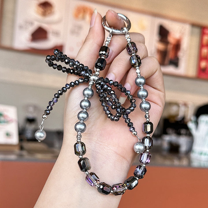 Crystal Bow Wristlet Keychain – Beaded Phone & Bag Charm