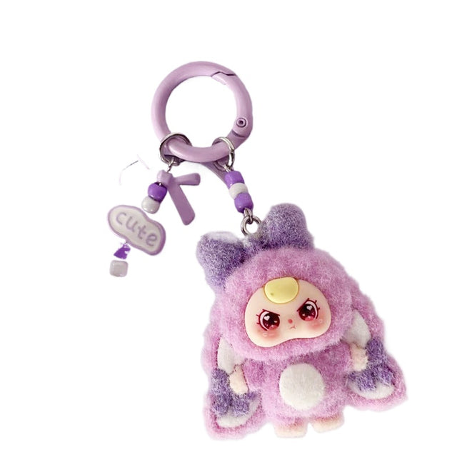 Flocked Bow Doll Keychain – Cute Backpack & Purse Charm