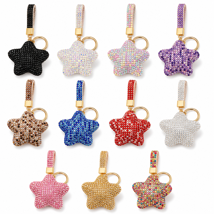 Rhinestone Star Keychain with Tassel – Sparkly Bag Charm