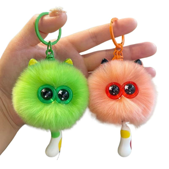 Fluffy Cat Tail Pom Pom Keychain – Plush Bag Charm