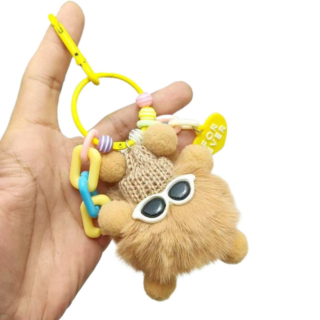 Star Pom Pom Bag Charm – Handmade Fluffy Keychain