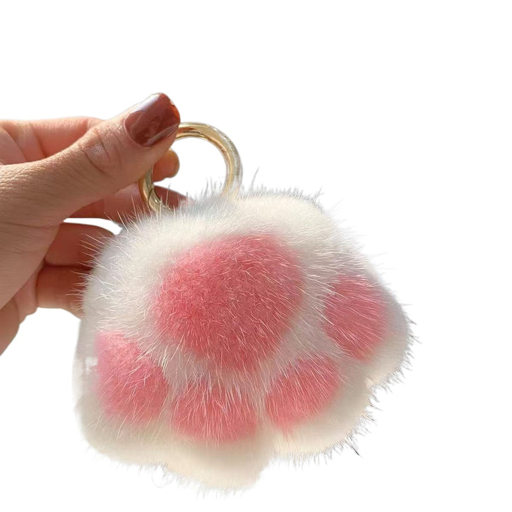 Plush Cat Paw Keychain – Soft Kawaii Bag Charm